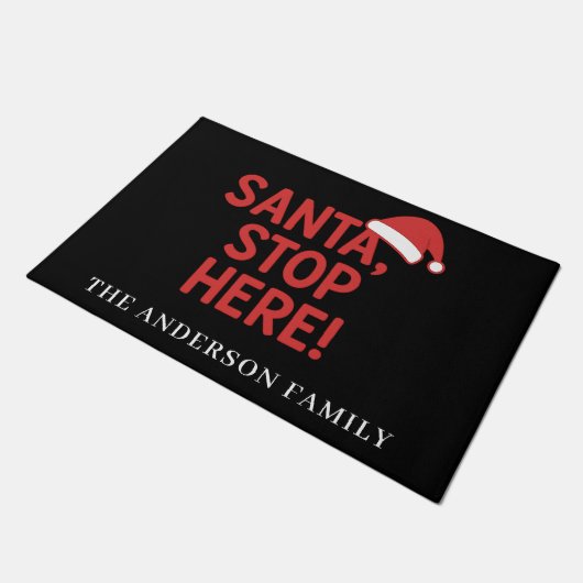 Kerstwelkomstcitaat Kerstman stop hier Deurmat (Schuin)