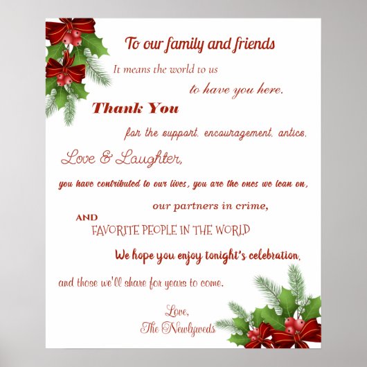 Kerstwelkomstfamilie en vriendschapsreceptie poster (Voorkant)