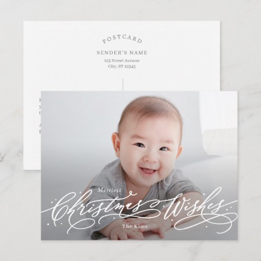 Kerstwens Editable Color Holiday Briefkaart (Voorkant / Achterkant)