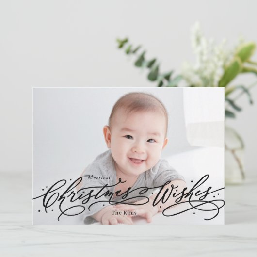 Kerstwens Editable Color Holiday-fotokaart Feestdagenkaart (Staand voorkant)