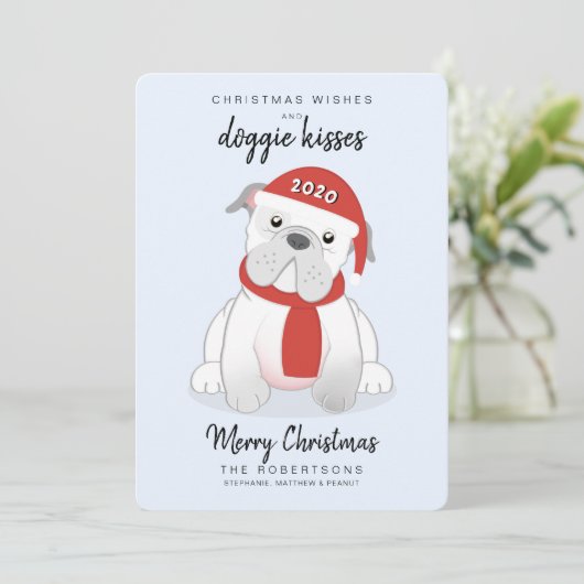 Kerstwens en Doggie Kisses 2020 Feestdagenkaart (Staand voorkant)