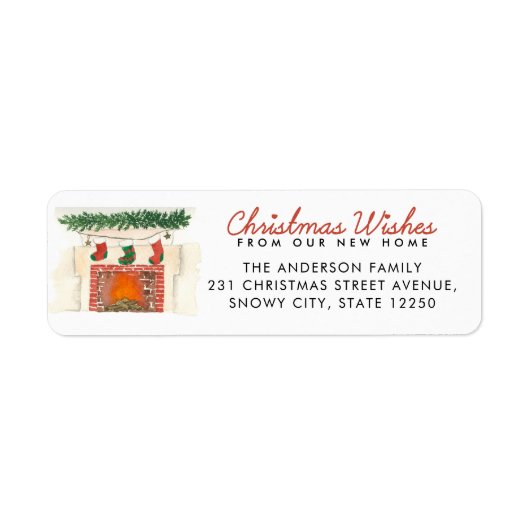 Kerstwens Fireplace New Home Holiday Movement Etiket (Voorkant)