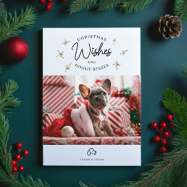 Kerstwens, foto van Puppy Dog Kisses Cute Pet Feestdagenkaart