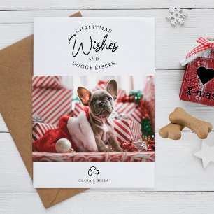 Kerstwens, foto van Puppy Dog Kisses Cute Pet Feestdagenkaart