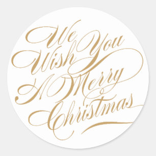 kerstwens Goud/wit Ronde Sticker
