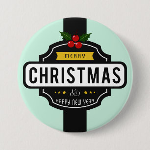 Kerstwens grote knop ronde button 7,6 cm