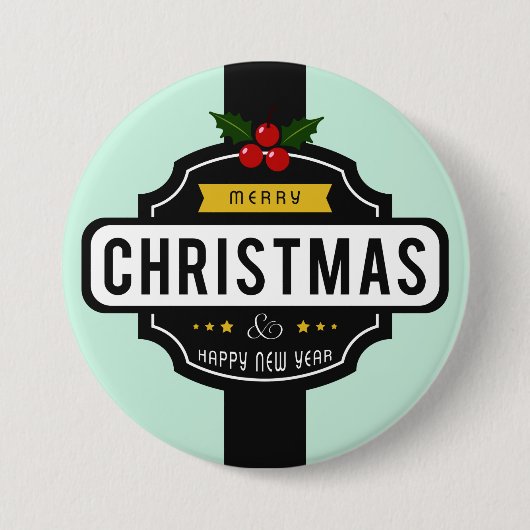 Kerstwens grote knop ronde button 7,6 cm (Voorkant)