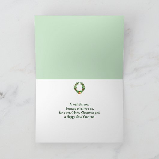 Kerstwens Holly Berry Wreath voor dokter Feestdagen Kaart (Binnen)