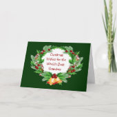 Kerstwens Holly Berry Wreath voor oma Feestdagen Kaart (Voorkant)