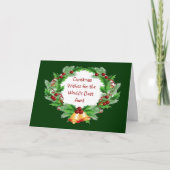Kerstwens Holly Berry Wreath voor tante Feestdagen Kaart (Voorkant)