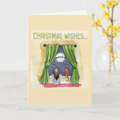 Kerstwens Kind- en Keukenkat-Kerstmis Kaart (Gele Bloem)