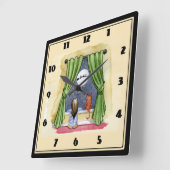 Kerstwens Kind- en Keukenkat-Kerstmis Vierkante Klok (Hoek)