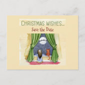 Kerstwens Kind & Keukenkat sparen de Datum Briefkaart (Voorkant)