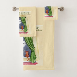 Kerstwens Kute Child & Kitty Cat Xmas Bad Handdoek