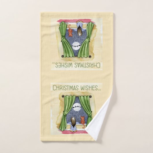 Kerstwens Kute Child & Kitty Cat Xmas Bad Handdoek (Handdoek)