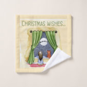 Kerstwens Kute Child & Kitty Cat Xmas Bad Handdoek (Wasdoekje)