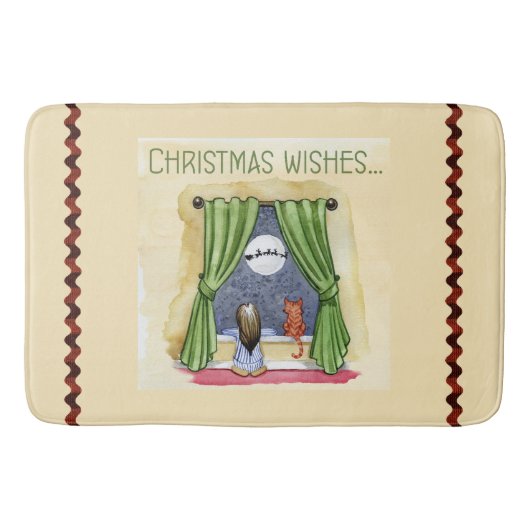 Kerstwens Kute Child & Kitty Cat Xmas Badmat (Voorkant)