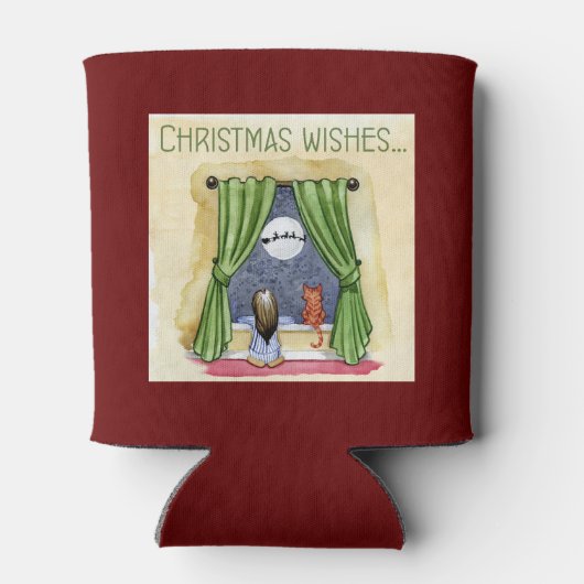 Kerstwens Kute Child & Kitty Cat Xmas Blikjeskoeler (Achterkant)