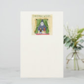 Kerstwens Kute Child & Kitty Cat Xmas Briefpapier (Staand voorkant)