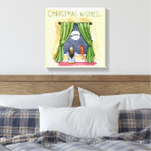 Kerstwens Kute Child & Kitty Cat Xmas Canvas Afdruk (Insitu (Slaapkamer))