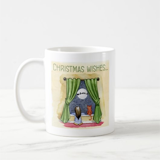 Kerstwens Kute Child & Kitty Cat Xmas Koffiemok (Links)