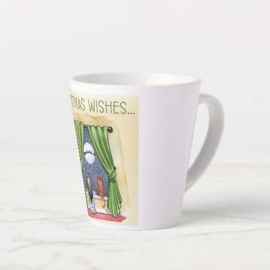 Kerstwens Kute Child & Kitty Cat Xmas Latte Mok (Rechterhoek)