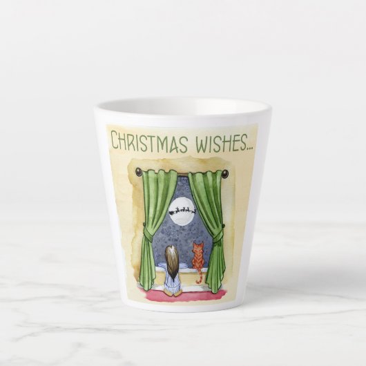 Kerstwens Kute Child & Kitty Cat Xmas Latte Mok (Voorkant)