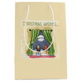 Kerstwens Kute Child & Kitty Cat Xmas Medium Cadeauzakje (Voorkant)