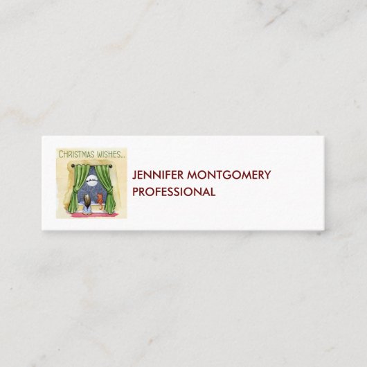 Kerstwens Kute Child & Kitty Cat Xmas Mini Visitekaartje (Voorkant)