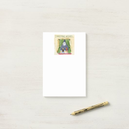 Kerstwens Kute Child & Kitty Cat Xmas Post-it® Notes (Op bureau)