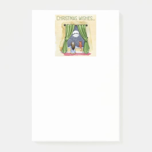 Kerstwens Kute Child & Kitty Cat Xmas Post-it® Notes (Voorkant)