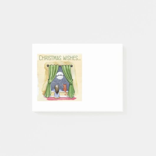 Kerstwens Kute Child & Kitty Cat Xmas Post-it® Notes (Voorkant)