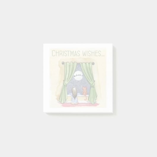 Kerstwens Kute Child & Kitty Cat Xmas Post-it® Notes (Voorkant)