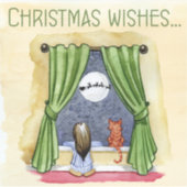 Kerstwens Kute Child & Kitty Cat Xmas Sticker (Voorkant)