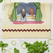 Kerstwens Kute Child & Kitty Cat Xmas Theedoek (Gevouwen)