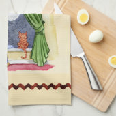 Kerstwens Kute Child & Kitty Cat Xmas Theedoek (Quarter Fold)