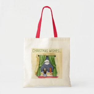 Kerstwens Kute Child & Kitty Cat Xmas Tote Bag