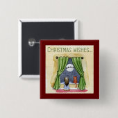 Kerstwens Kute Child & Kitty Cat Xmas Vierkante Button 5,1 Cm (Voorkant /achterkant)