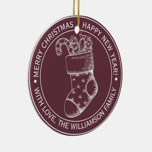 Kerstwens Oudroze Breistokoudroze Keramisch Ornament (Rechts)