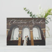 Kerstwens Pas getrouwd Holiday Fotokaart Feestdagenkaart (Staand voorkant)