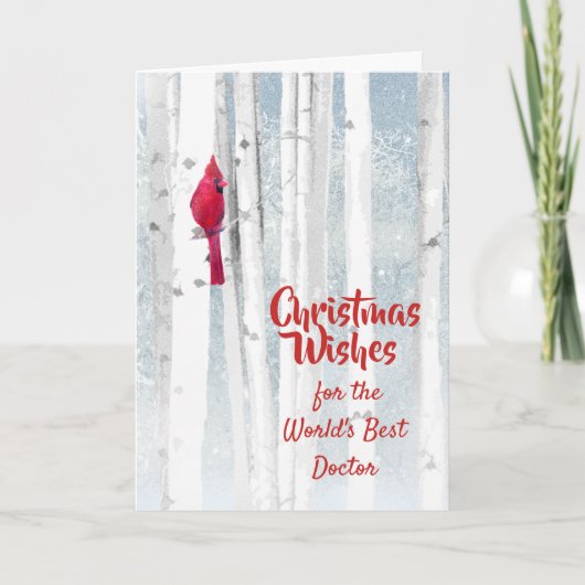 Kerstwens rode kardinaal voor dokter feestdagen kaart (Voorkant)