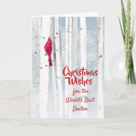 Kerstwens rode kardinaal voor dokter feestdagen kaart