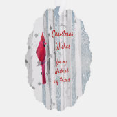 Kerstwens Rood Kardinaal-vriend Ornament Kaart (Rechts)