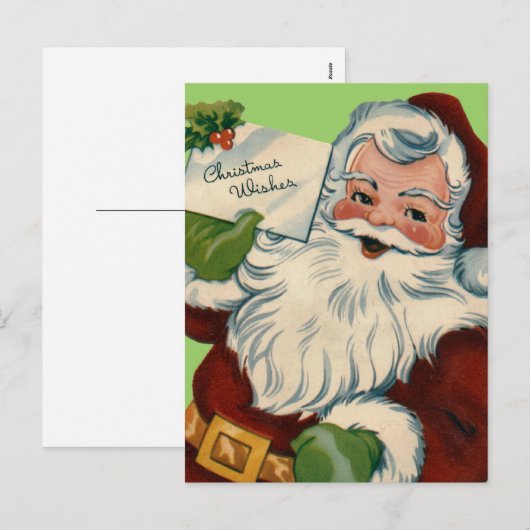 Kerstwens Santa Briefkaart (Voorkant / Achterkant)