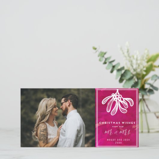 Kerstwens van de New Mr en Mrs Photo Feestdagenkaart (Staand voorkant)