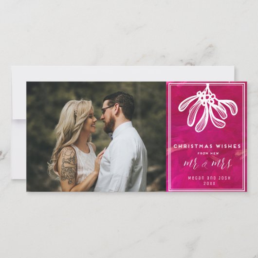 Kerstwens van de New Mr en Mrs Photo Feestdagenkaart (Voorkant)