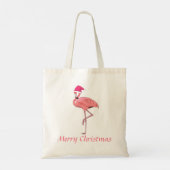 Kerstwens van kerstman met roze flamingo aangepast tote bag (Achterkant)