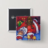 kerstwens vierkante button 5,1 cm (Voorkant /achterkant)