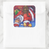 kerstwens vierkante sticker (Tas)
