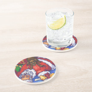 kerstwens zandsteen onderzetter